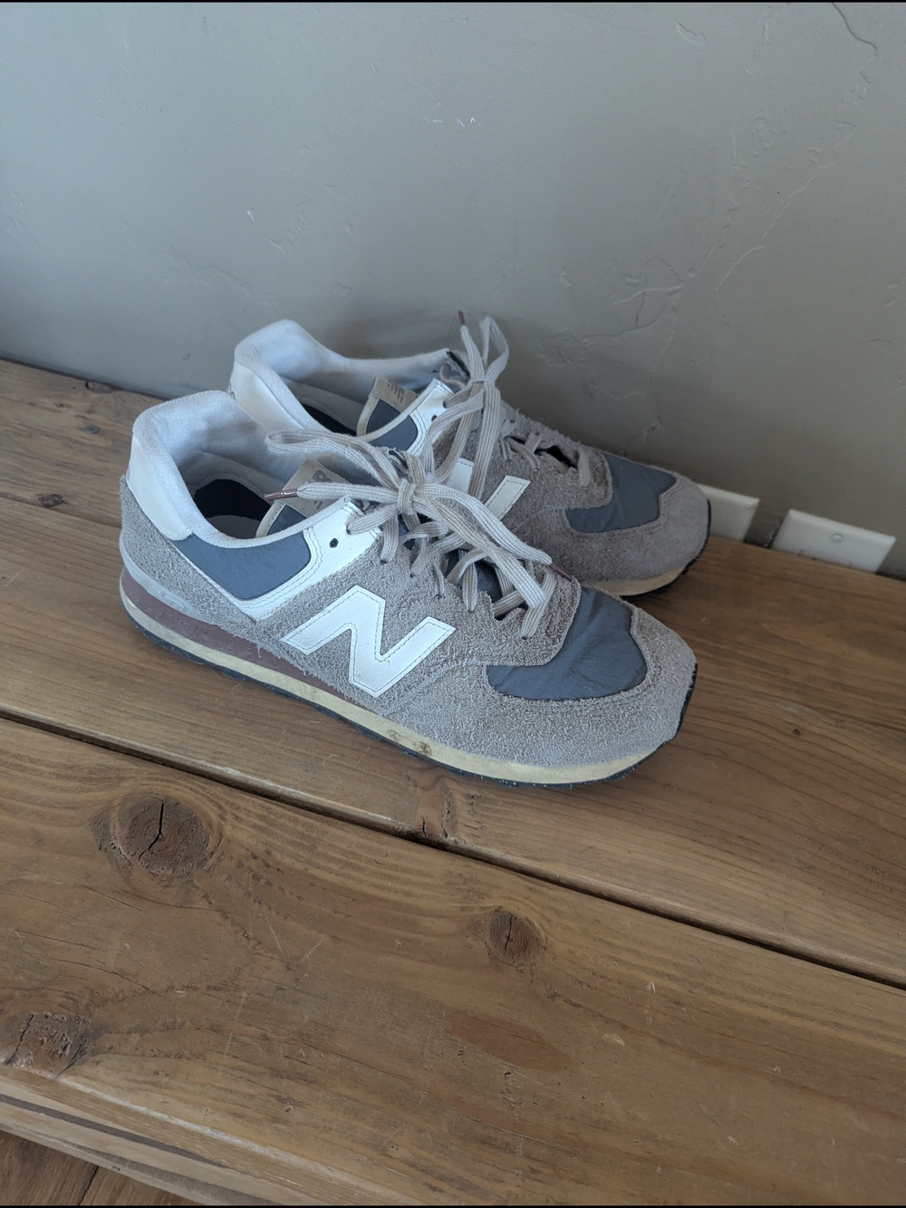 New Balance Gray and Blue Suede Mesh Sneakers